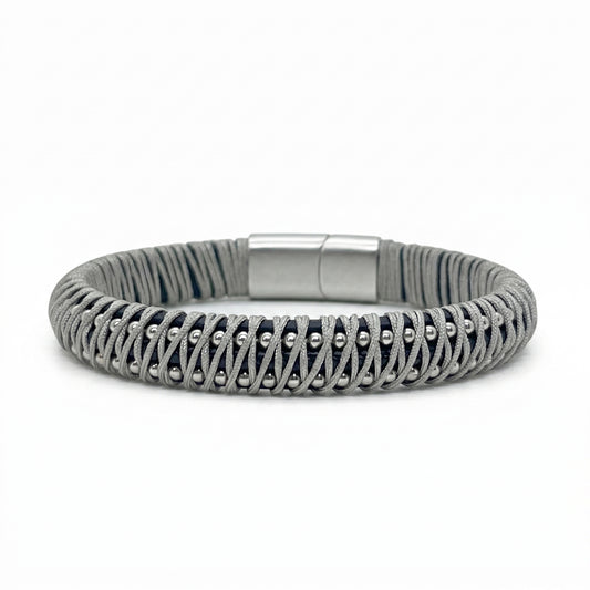The Sterling Weave | Grey & Silver Artisan Bracelet