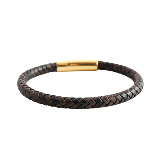The Sienna Braid | Brown Genuine Leather & Gold