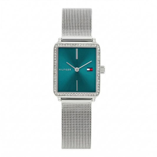 Tommy Hilfiger Women's Silver Rectangular Light Blue Dial | 1782789