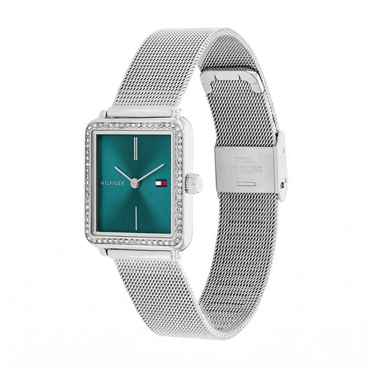 Tommy Hilfiger Women's Silver Rectangular Light Blue Dial | 1782789