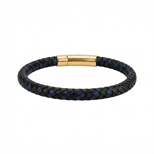 The Signature Braided Leather Men's Bracelet | Black & Blue
