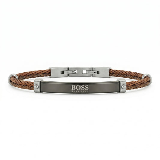Men's HUGO BOSS Copper-Tone Cable Wire Bracelet | Adjustable Size