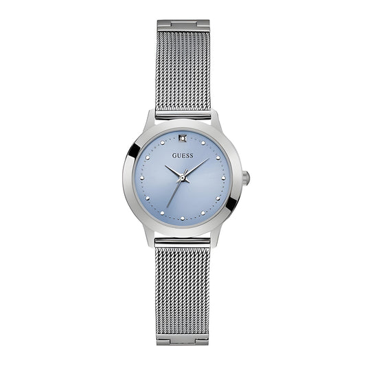 ساعة GUESS للسيدات باللون الفضي الكامل مع مينا كريستال | GW0470L1