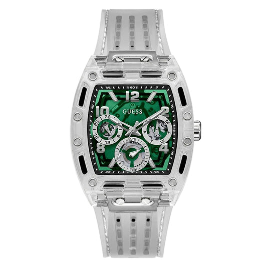 Guess Silicone Strap Men's Watch Green Dial | GW0499G8