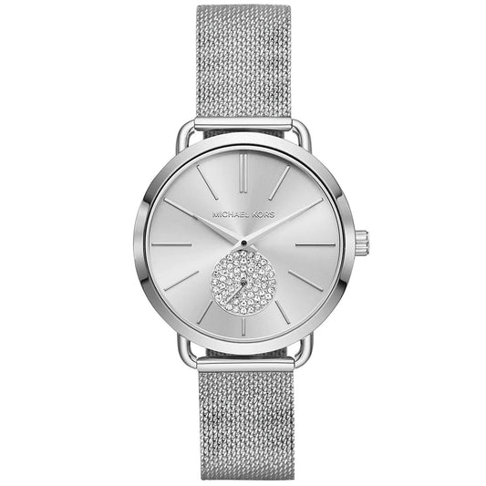 ساعة مايكل كورس بورتيا فضية للنساء | MK3843