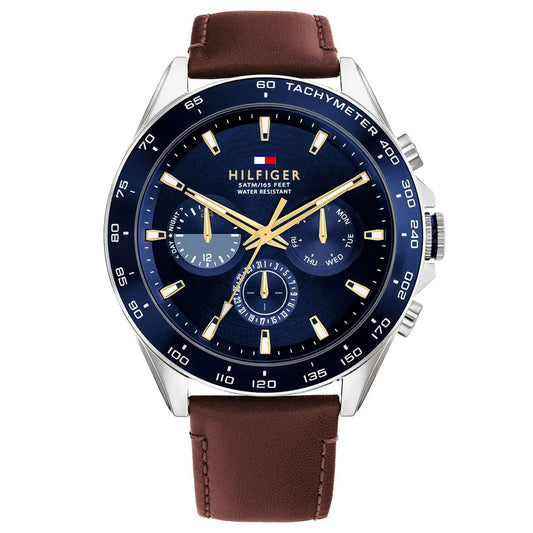 ساعة تومي هيلفيغر للرجال بسوار جلدي بني | 1791965