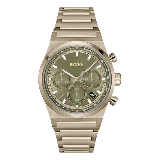 Boss Men's Candor Chronograph Watch Olive Green Dial | 1514222