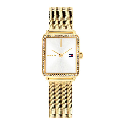 Tommy Hilfiger Women's Rectangular Gold & White Dial Watch | 1782829