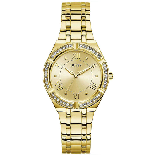 ساعة جيس النسائية باللون الذهبي المقاوم للصدأ مع كريستال لامع