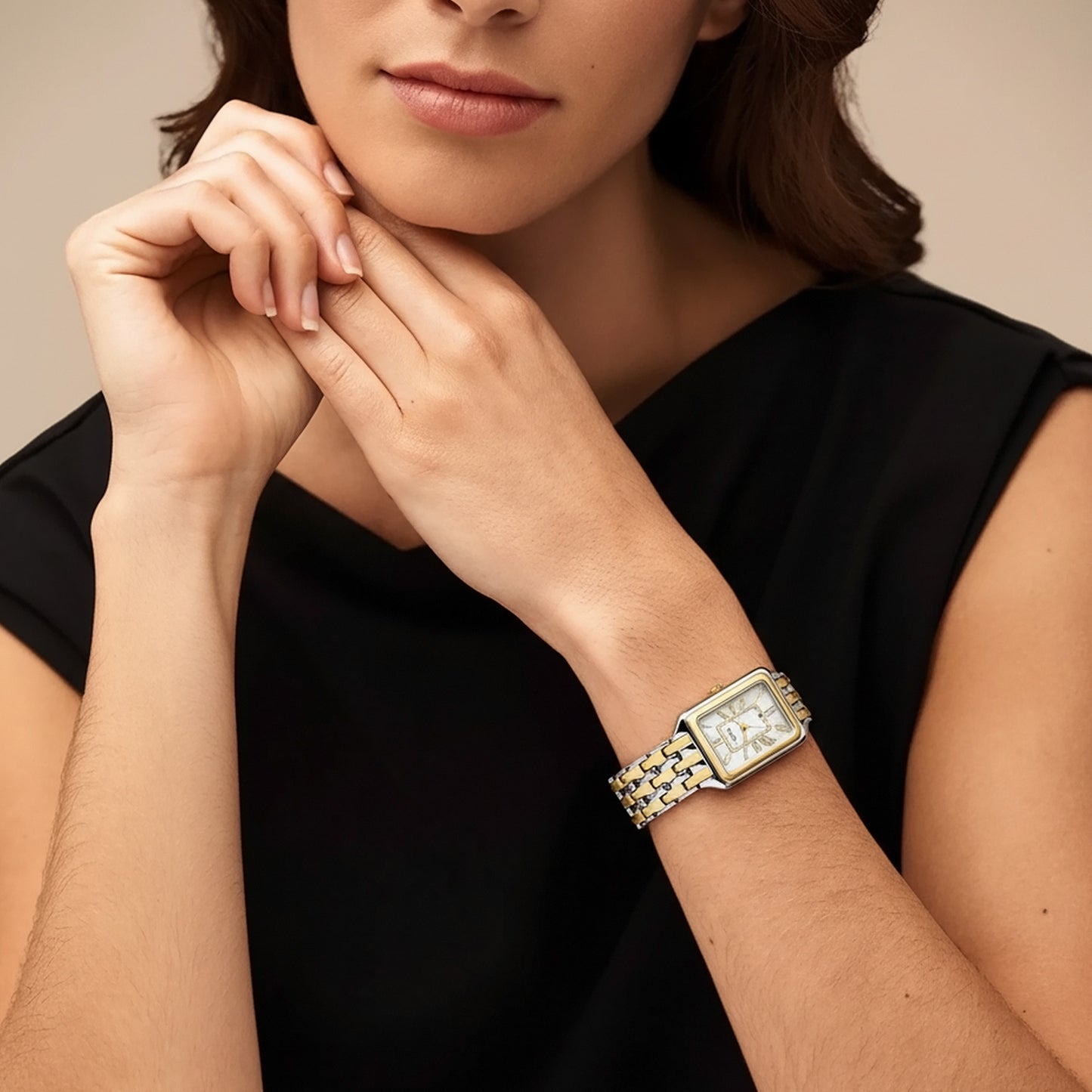 Three-Hand Date Silver-Gold Stainless Steel Women Watch ES5305