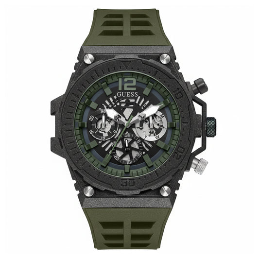 Guess Exposure Chronograph Green Strap Men's Watch | GW0325G2