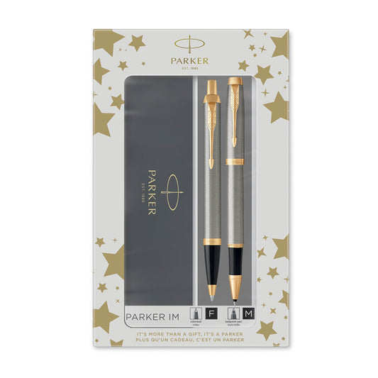 قلم حبر جاف وقلم حبر جاف - معدن مع حواف ذهبية | 2093217