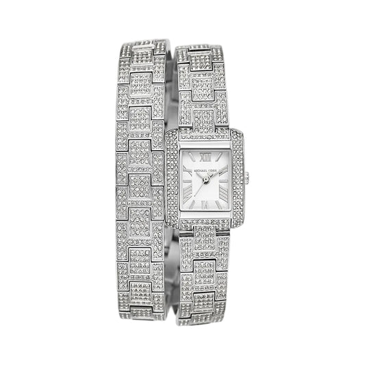Petite Emery Silver-Tone Double Wrap Watch | Mk4836