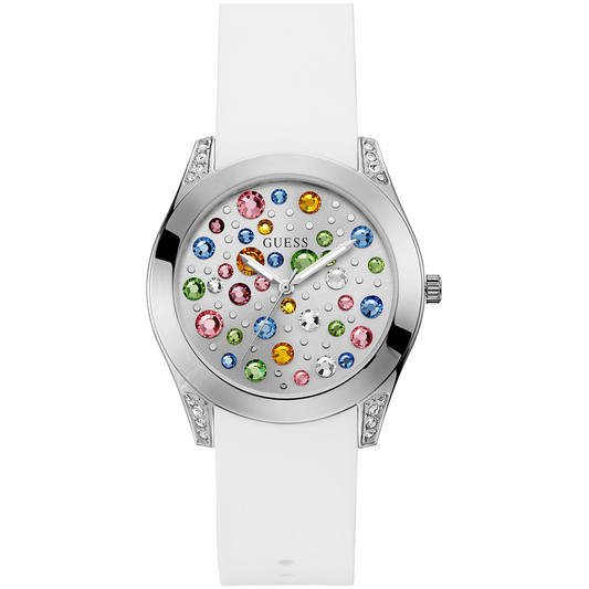 ساعة GUESS W1059L1 للنساء بحزام مطاطي