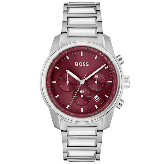 ساعة بوس تريس كرونوغراف بمينا حمراء للرجال