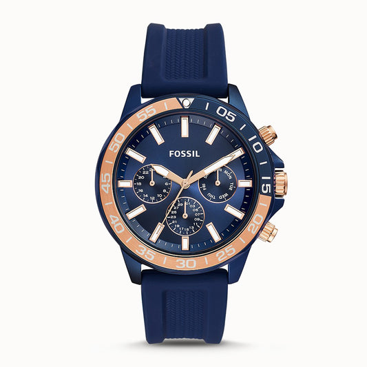 Fossil Multifunction Blue Silicone strap Stainless Steel Case