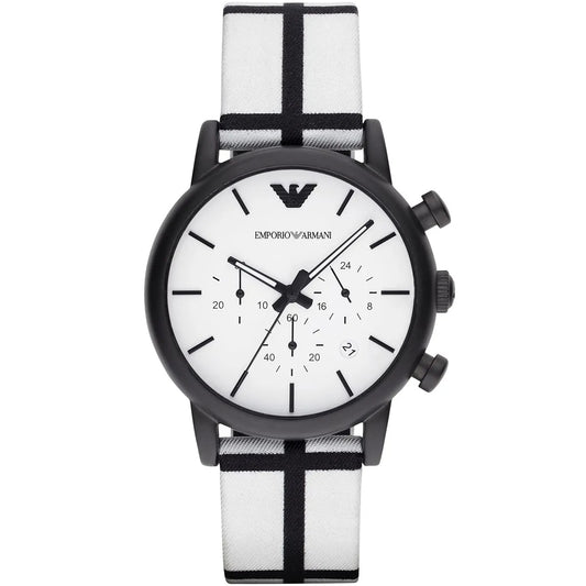 Leather Black and White strap Chronograph Men's Watch | AR1859