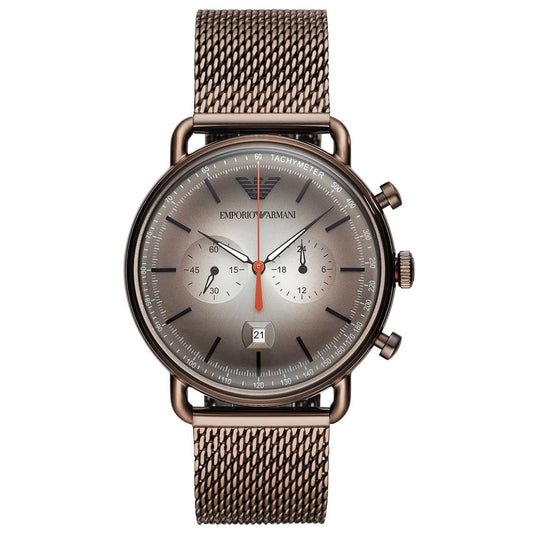 Elegant Men's wristwatch multifunction with stainless steel Brown strap | AR11169