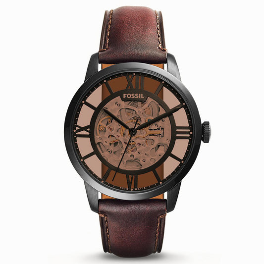 Men's Townsman Automatic Dark Brown Leather Watch | ME3098