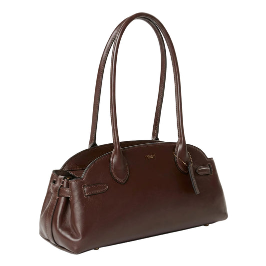 Authentic Coach Leather Shoulder Bag - Dark Brown