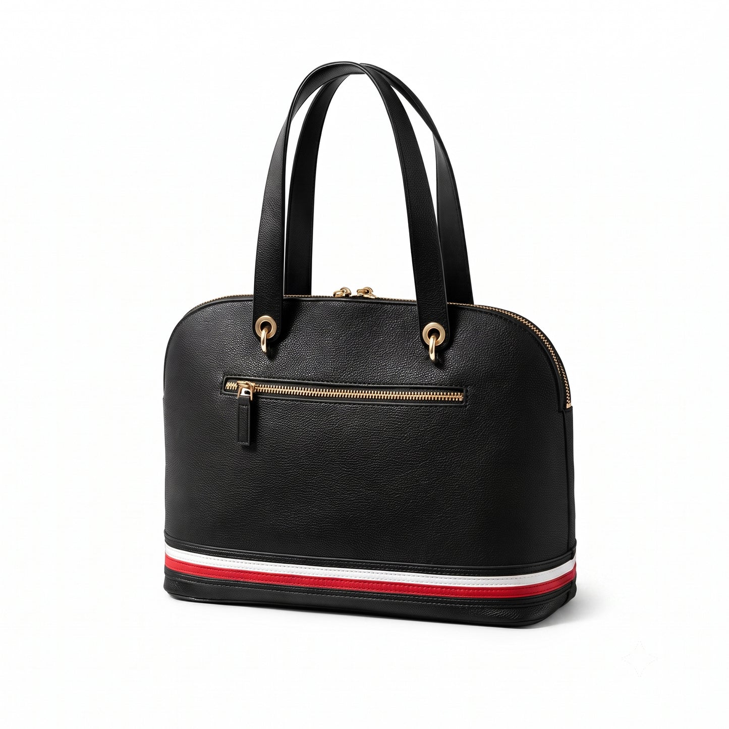 Authentic Tommy Hilfiger Black Dome Satchel - Signature Stripe