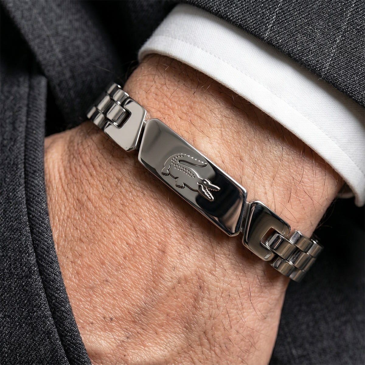 Lacoste Adjustable Silver Stainless Steel Men's Bracelet