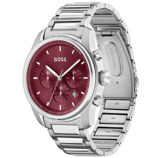 ساعة بوس تريس كرونوغراف بمينا حمراء للرجال