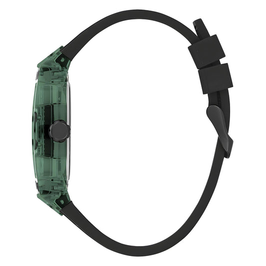 Guess Black Silicone Strap Men's Watch Green Dial | GW0499G7