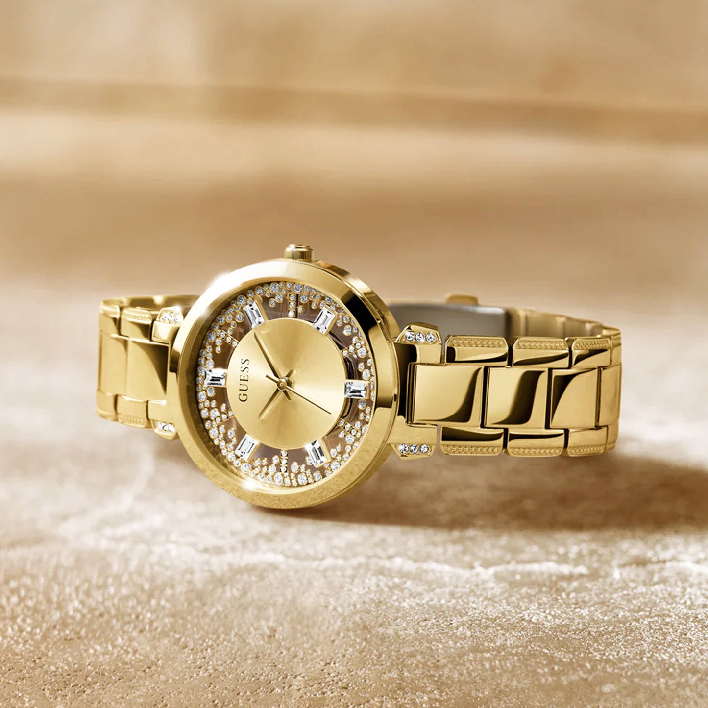 GUESS Ladies Full Gold with crystal Dial Watch | GW0470L2