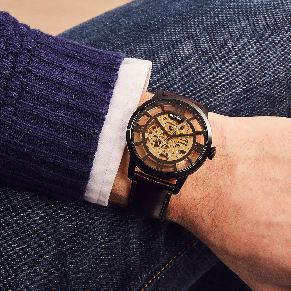 Men's Townsman Automatic Dark Brown Leather Watch | ME3098