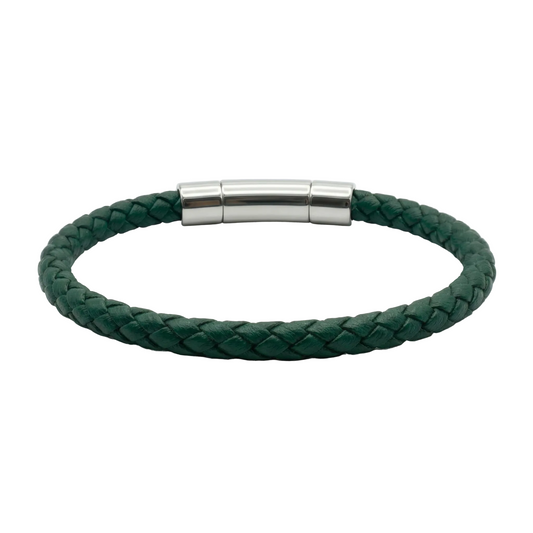 Genuine Leather Men's bracelet Dark Green Color