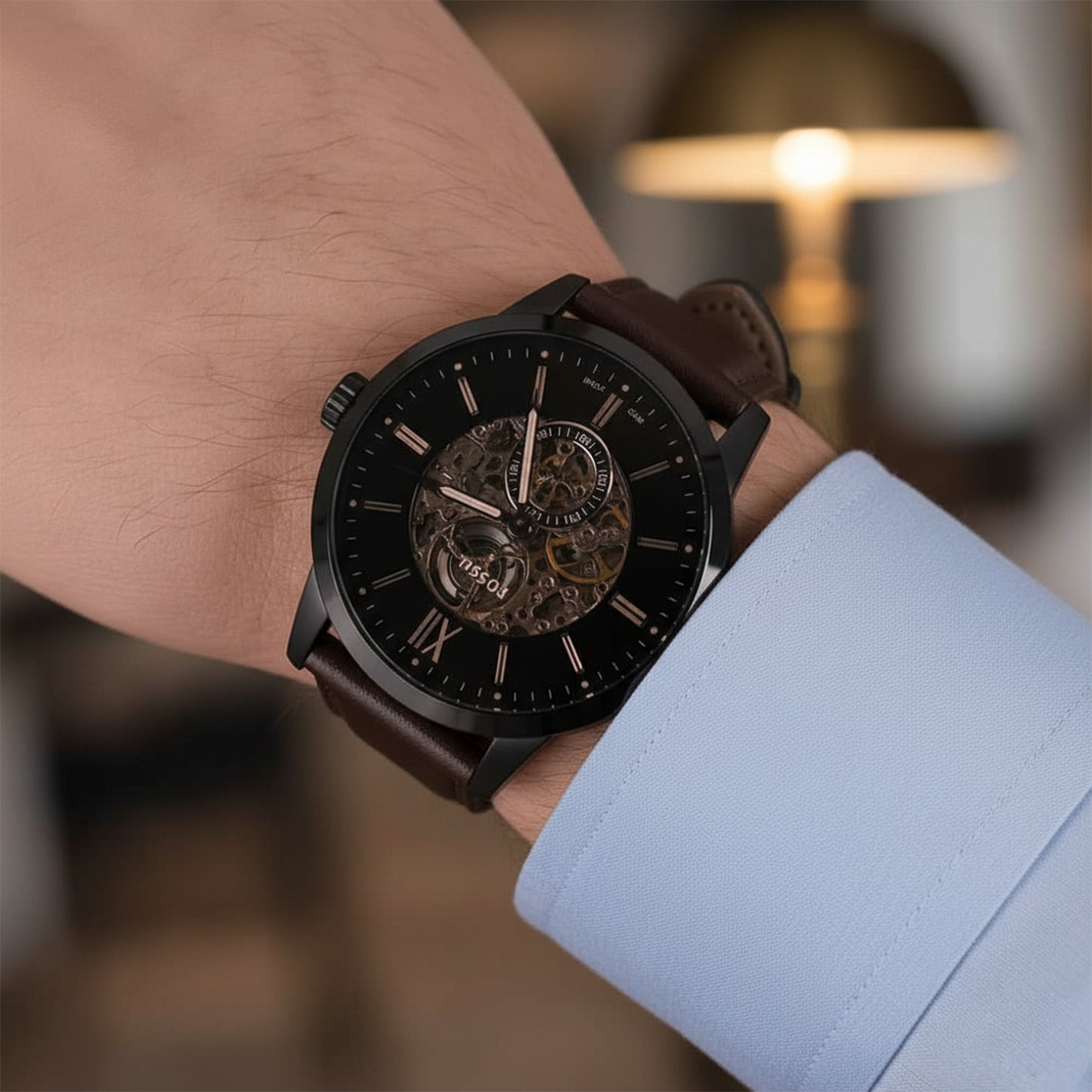 Fossil Automatic Brown Leather Men's Watch | ME3155