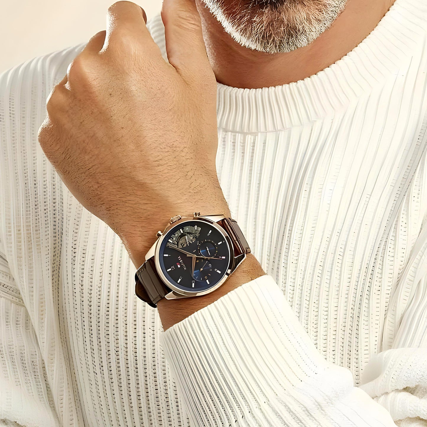 Tommy Hilfiger Men's Multi Dial Quartz Watch Baker with Leather Strap