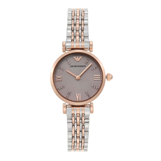 ساعة فضية مع ذهب وردي للنساء | AR11223