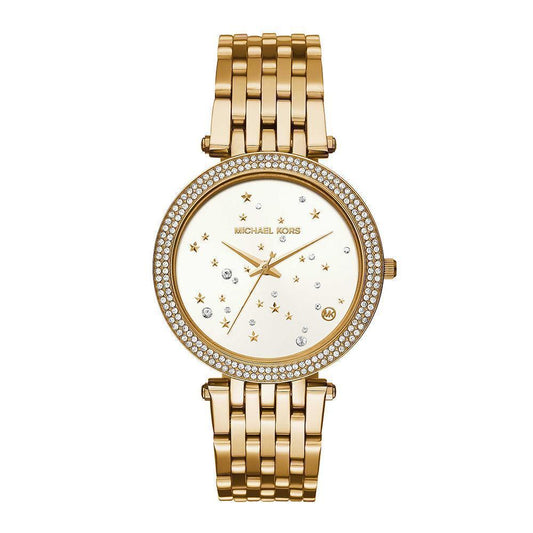 ساعة مايكل كورس النسائية المصنوعة من الفولاذ المقاوم للصدأ بمينا بيضاء MK3727