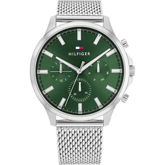 Elegant Men's Watch Green Dial Mesh Bracelet