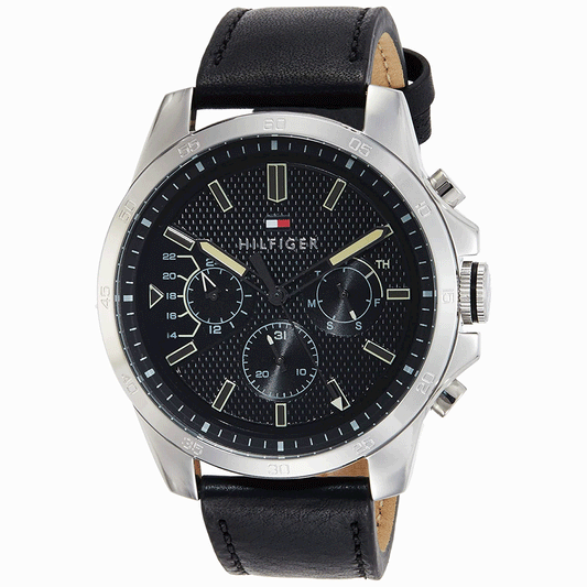 Tommy Hilfiger Black Leather Men's Watch 1791563