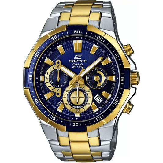 Casio Edifice watch with multicolor strap and blue dial