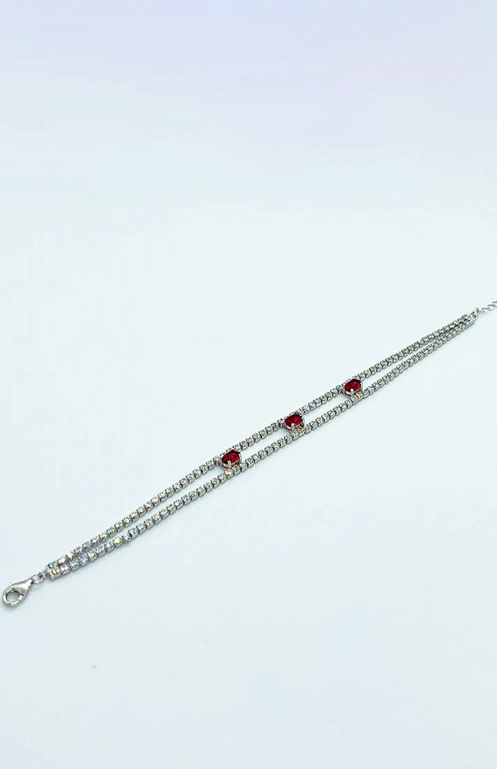 سوار من طبقتين مع أحجار حمراء