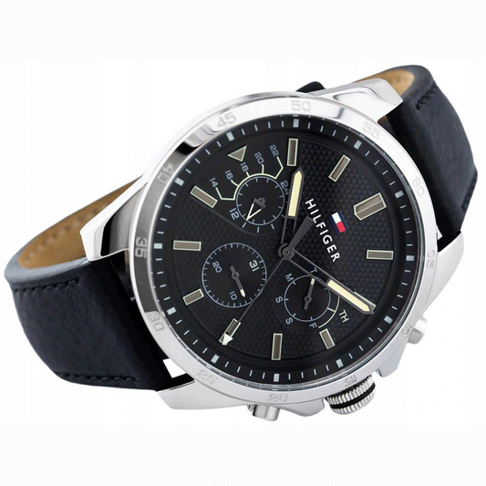 Tommy Hilfiger Black Leather Men's Watch 1791563