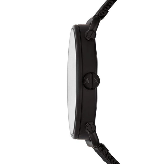 ساعة رجالية أنيقة بحزام أسود وإطار أحمر صغير