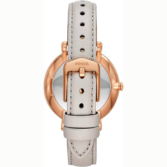 ساعة فوسيل النسائية ذات المينا الزهري الدائرية المصنوعة من الجلد