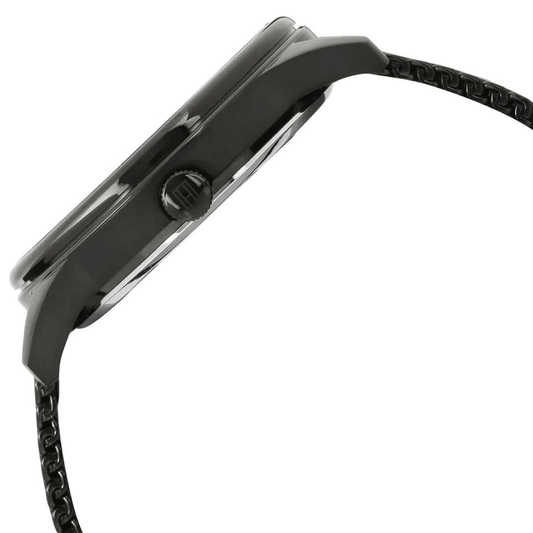 ساعة تومي هيلفيغر بمينا سوداء وسوار من الفولاذ المقاوم للصدأ