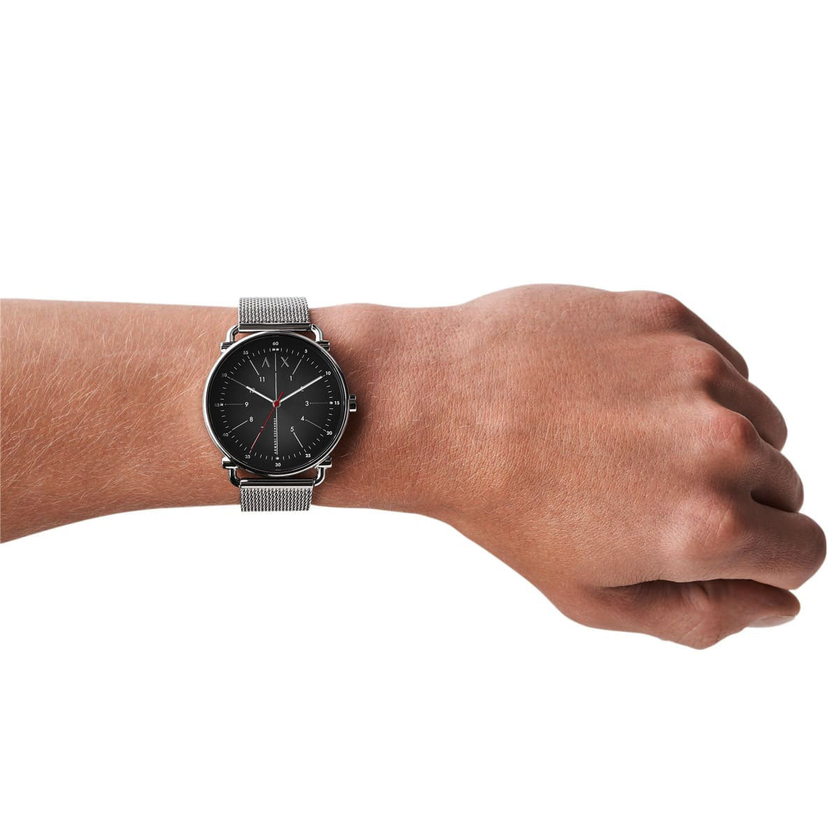 ساعة يد رجالية فريدة من نوعها بمينا أسود وحزام من الفولاذ المقاوم للصدأ