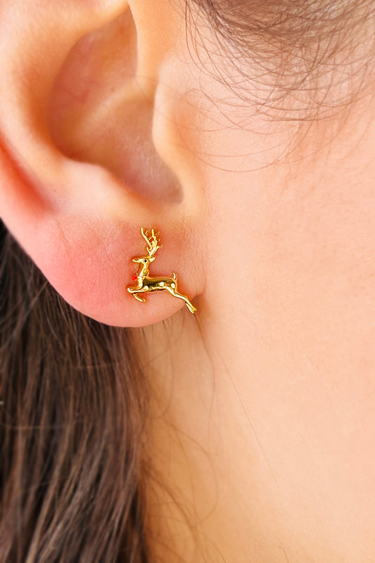 قرط غزال ذو جوانب مختلفة مع حجر أخضر