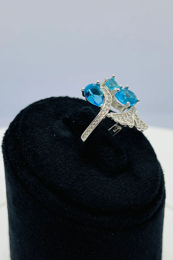 Sparkling stones ring with Italy silver 925