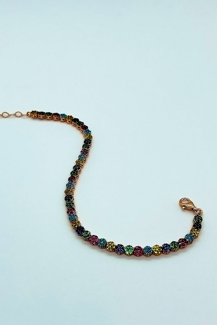 Italy silver plated Rose gold and colorful flowers