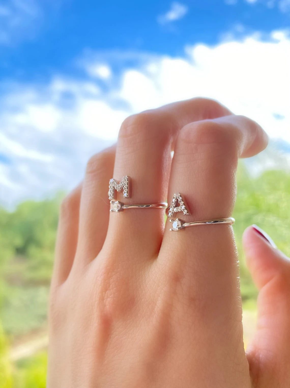 Italy Silver Letter Ring Free Size