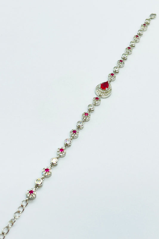 سوار أنيق بأحجار الزركون الحمراء