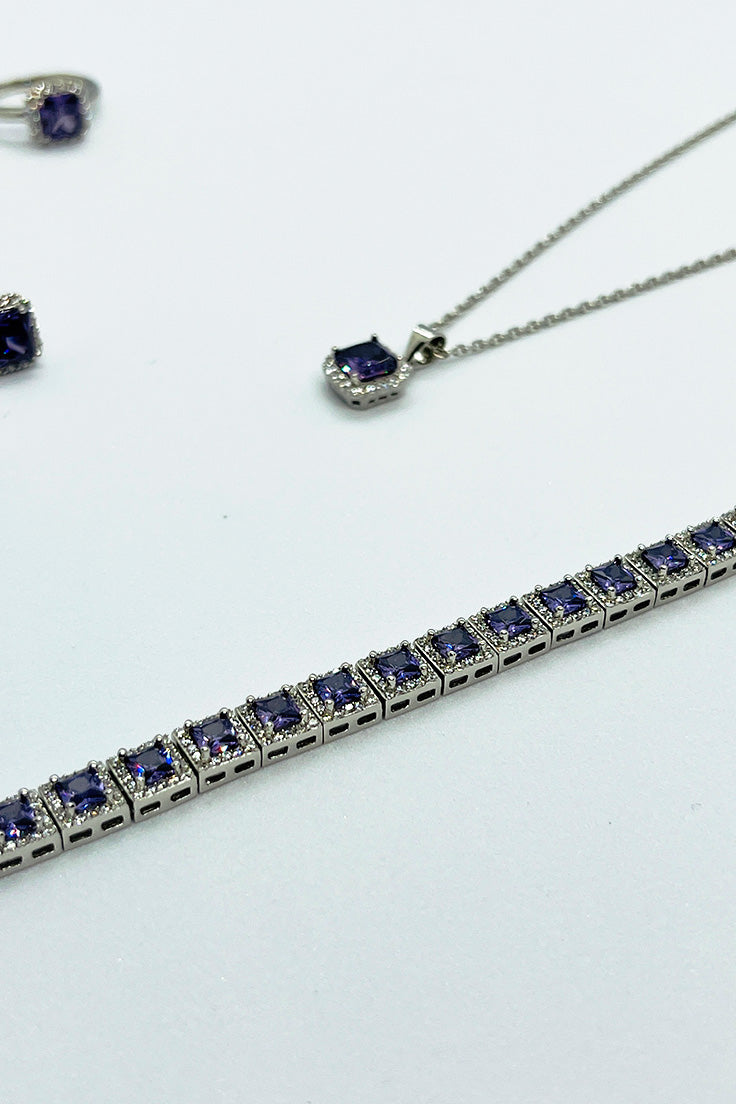 Purple set with square zircon stones